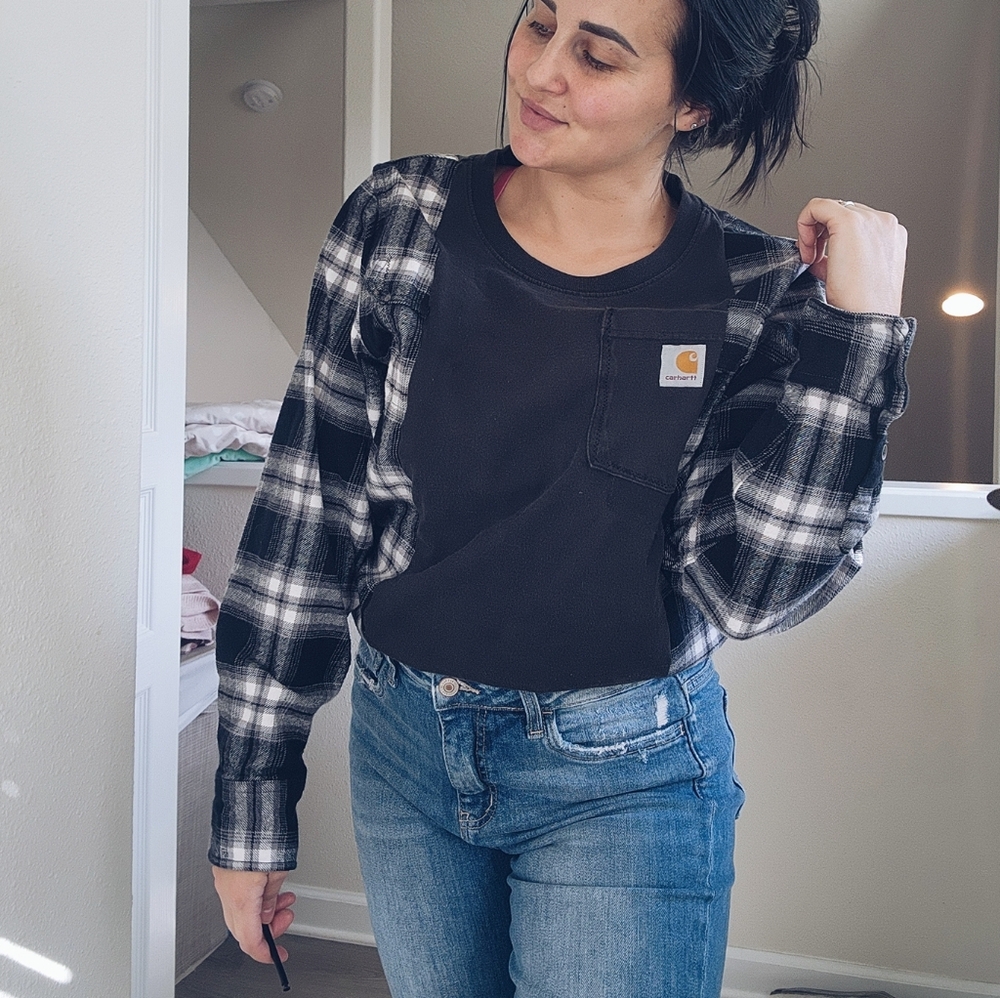 Vintage inspired, western carhartt/flannel sweatshirt